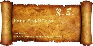 Matz Sudárka névjegykártya